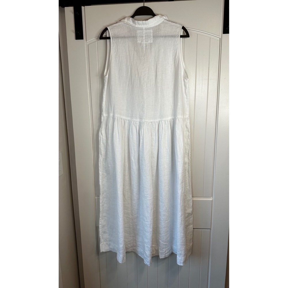 Frank & Eileen Daphne White Washed 100% Linen Sleeveless Drop Waist Midi Dress - Picture 6 of 8